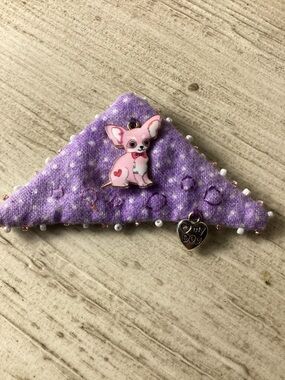 Purple polka dot chihuahua pin brooch